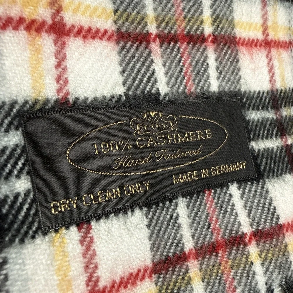 100% Cashmere Hand‎ Tailored Black Plaid Winter Scarf Tartan 12x60 Germany